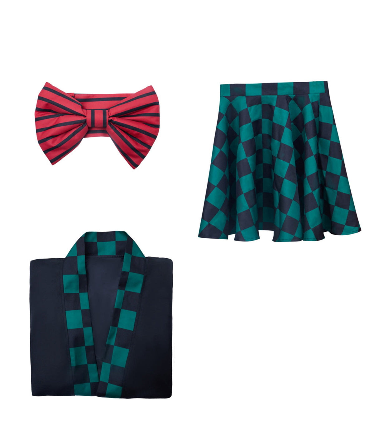 thumbnail image 7 of Green Checkered Kimono Maid Dress, 7 of 7