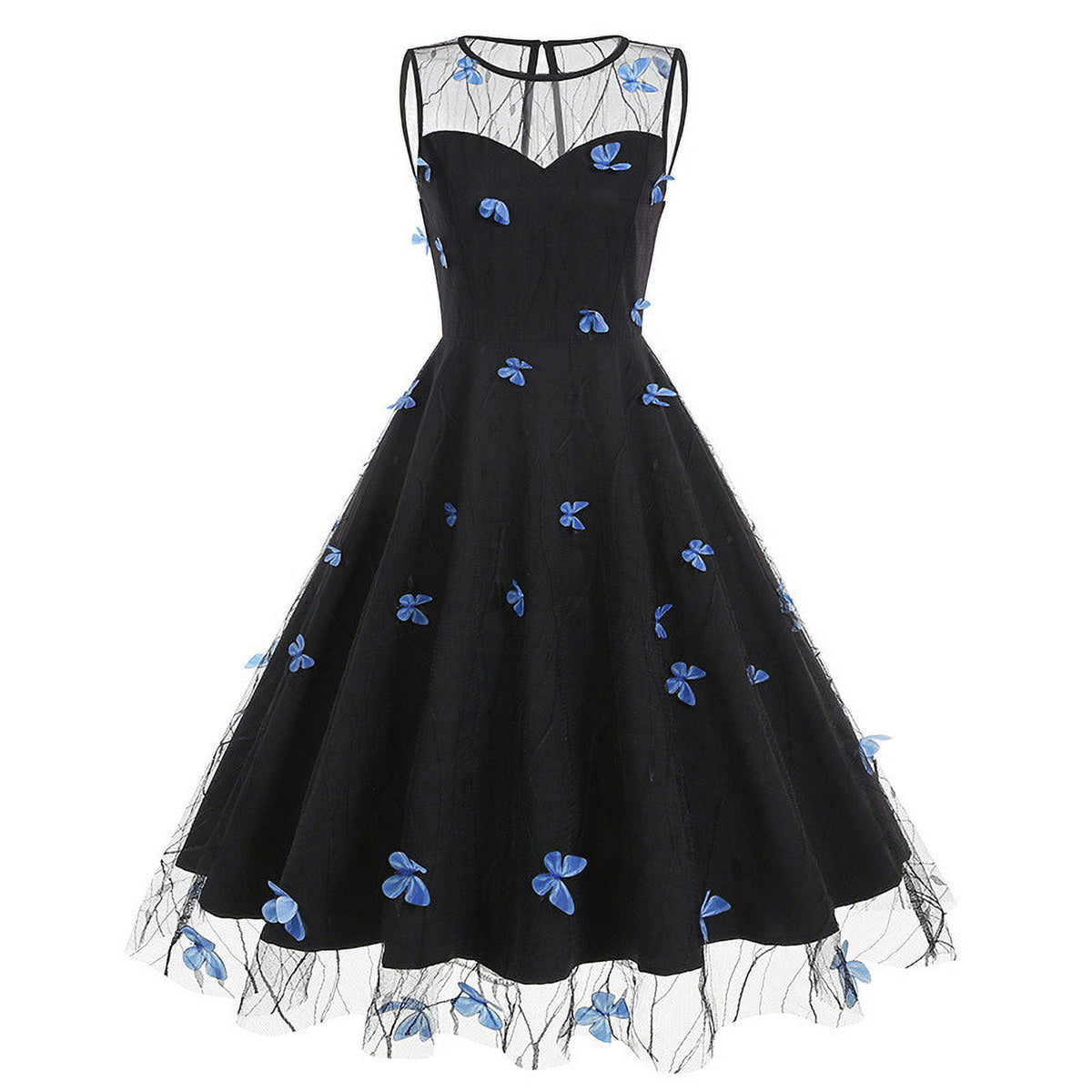 thumbnail image 4 of Tponi Beach Dresses Evening Gown Regular Crew Neck Sleeveless Black Holiday Dresses For Women M, 4 of 4
