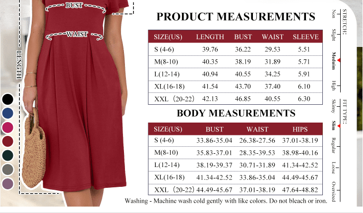 thumbnail image 6 of ANRABESS Women Summer Dress Casual Short Sleeve V Neck A-Line Knee Length Pleated Flowy 2026 Fashion Midi Dresses with Pocket Navy Blue Large, 6 of 8