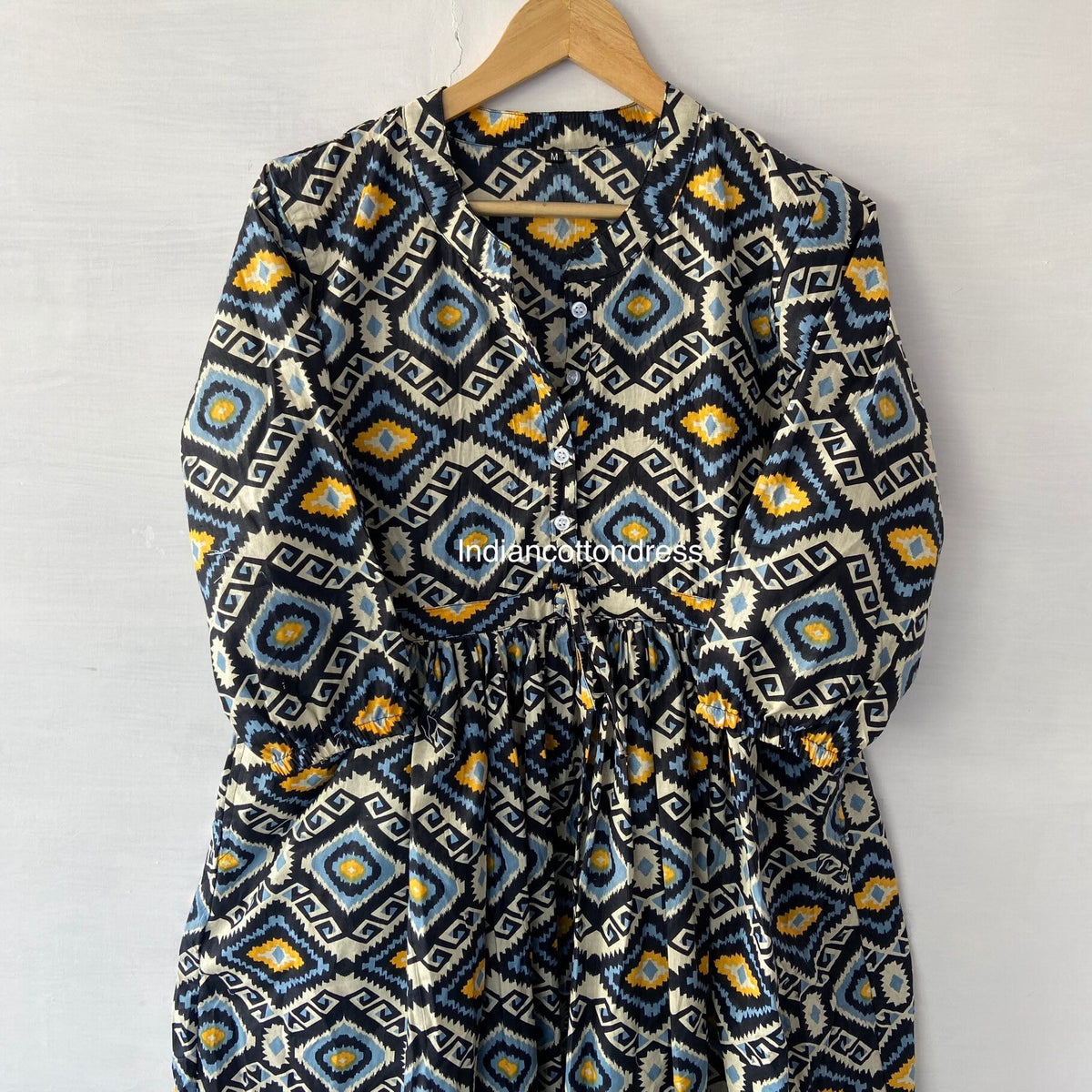 thumbnail image 3 of Geomatrics Cotton Dresses,Handblock Dresses,Block Print Dresses,Long Floral Dress,Handmade Cotton Dress,Skater Dress,Circle Dresses,, 3 of 8