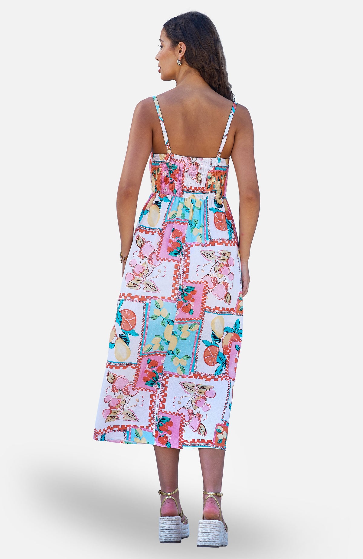 thumbnail image 2 of Yumi Printed Midi Sun Dress - White, 4, 2 of 3