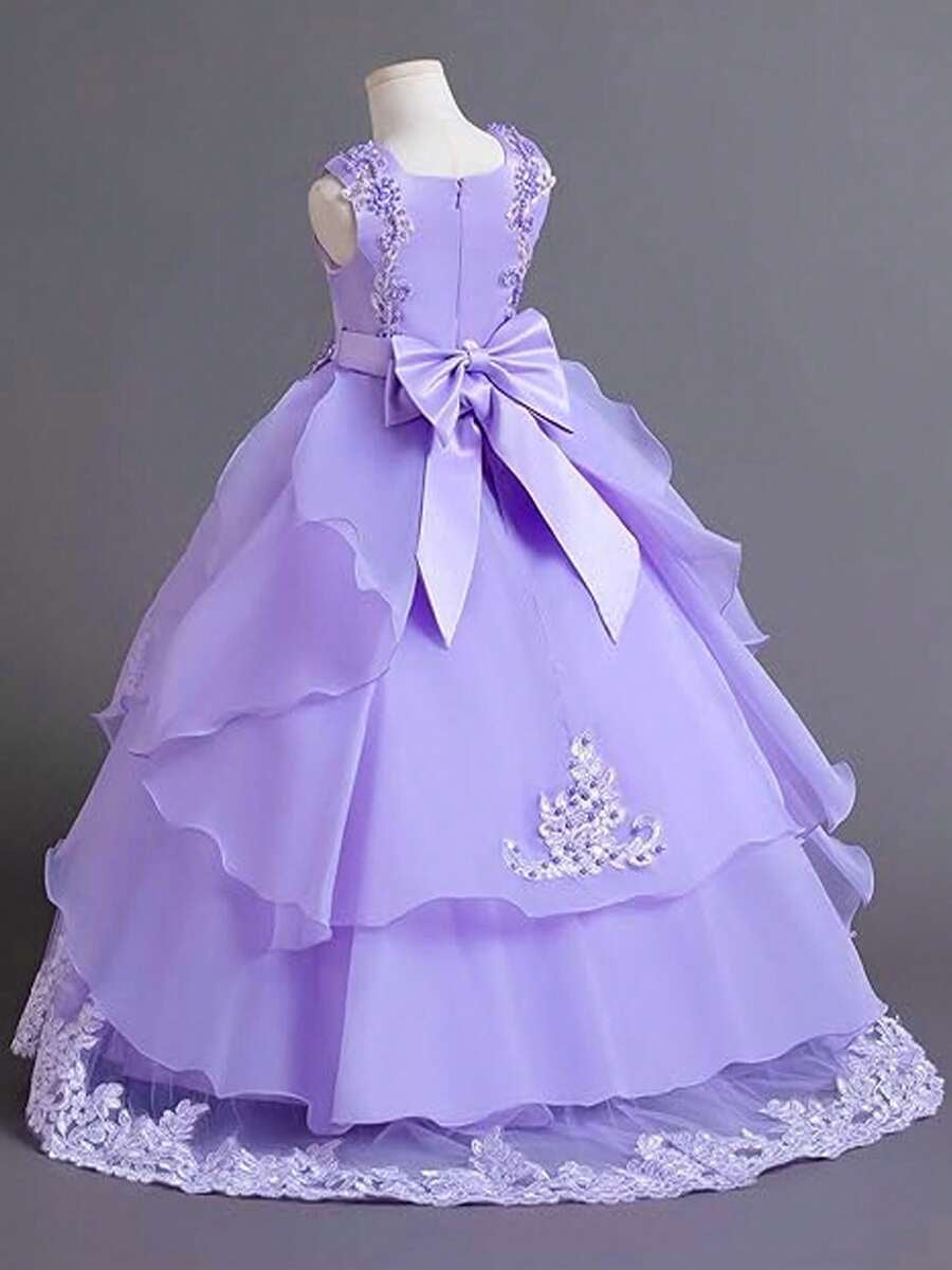 thumbnail image 5 of Mauve Purple Ball Gown Dress With Lace Embellishment And Puffy Tulle Skirt, 5 of 30