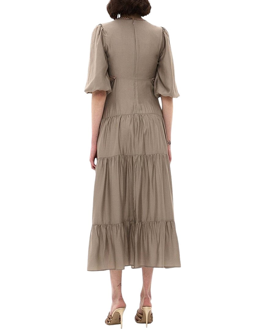 thumbnail image 2 of BGL womens Silk-Blend Midi Dress, 4, Beige, 2 of 3