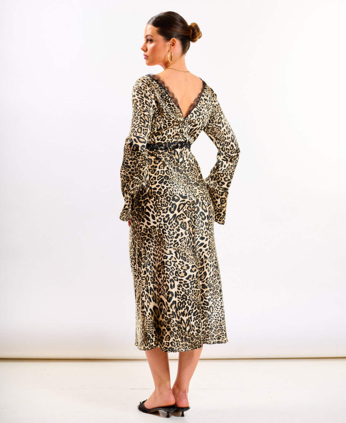 thumbnail image 5 of Leopard Long Sleeve Lace Midi Dress, 5 of 6