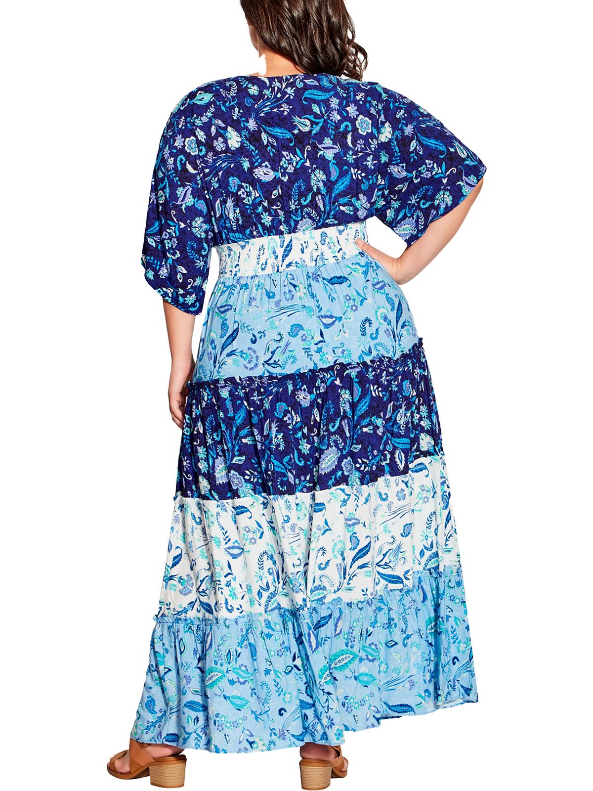 thumbnail image 2 of Avenue Womens Plus Smocked Long Maxi Dress, 2 of 2