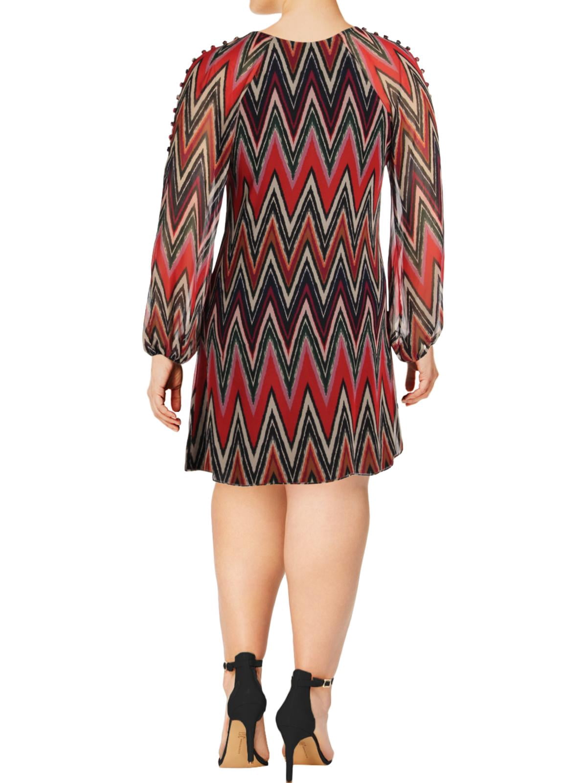 thumbnail image 2 of Taylor Womens Long Sleeves Chevron Mini Dress Red 14, 2 of 2