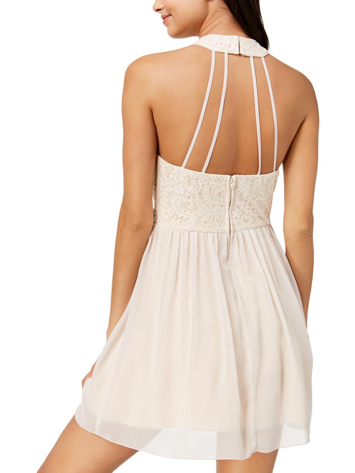 thumbnail image 2 of Speechless Womens Juniors Halter Lace Party Dress, 2 of 2