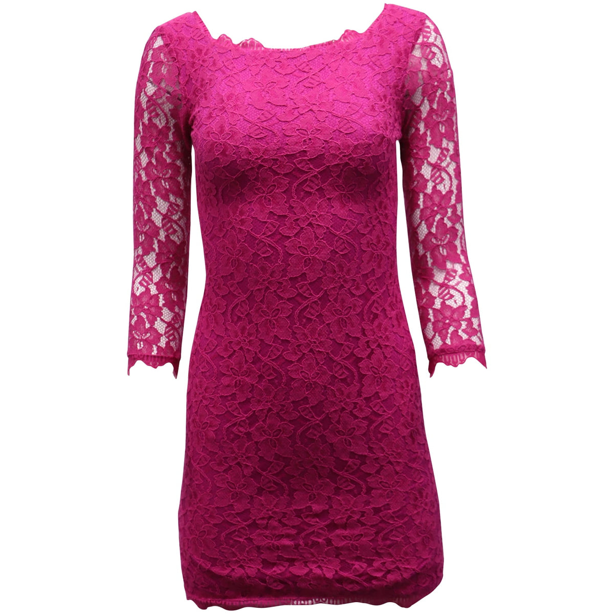 thumbnail image 1 of Pre-Owned Diane Von Furstenberg Zarita Lace Sheath Dress in Pink Rayon, 1 of 4