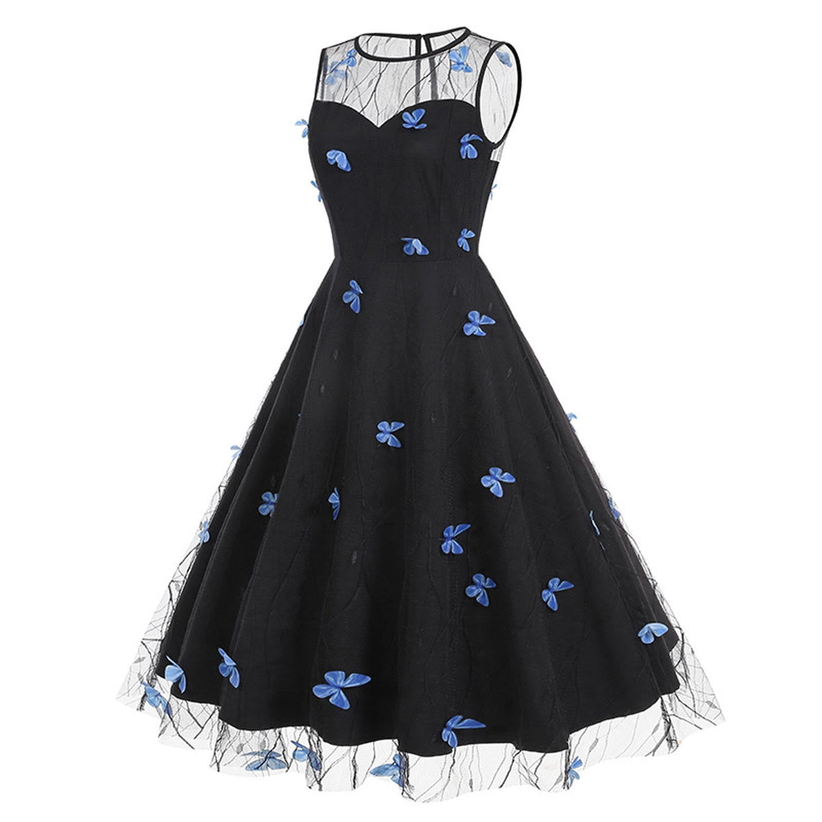 thumbnail image 3 of Tponi Beach Dresses Evening Gown Regular Crew Neck Sleeveless Black Holiday Dresses For Women M, 3 of 4