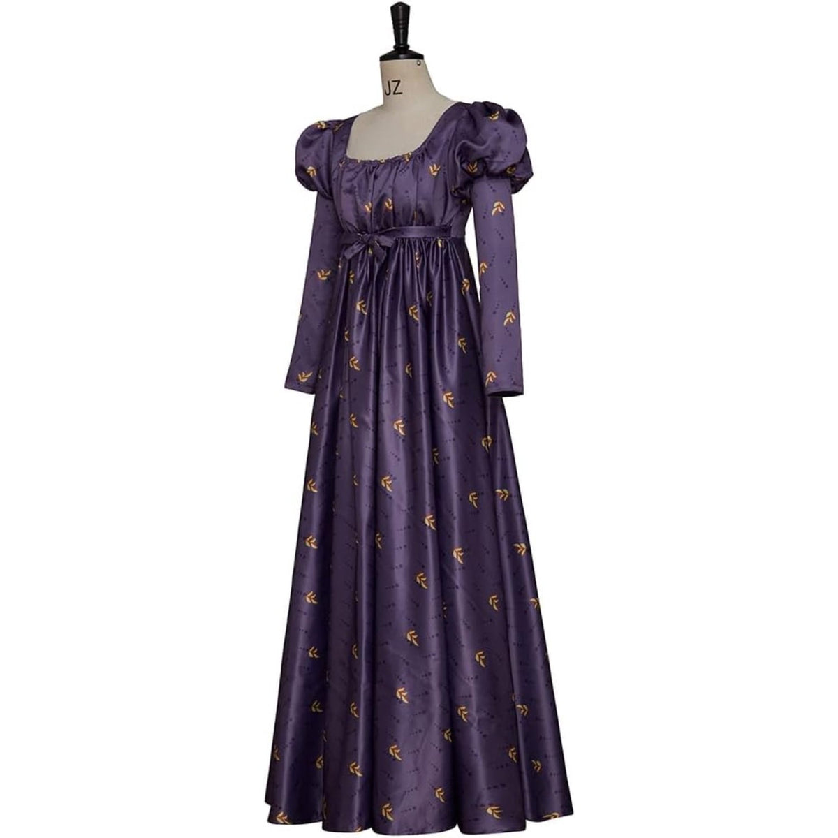 thumbnail image 2 of Vintage High Waistline Tea Party Ball Gown Purple Floral Puffy Sleeve Dress, 2 of 7