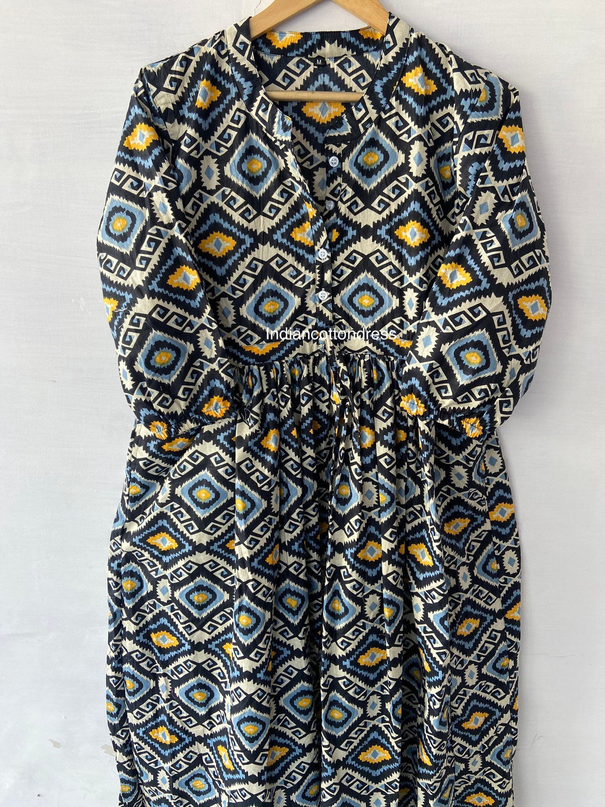 thumbnail image 6 of Geomatrics Cotton Dresses,Handblock Dresses,Block Print Dresses,Long Floral Dress,Handmade Cotton Dress,Skater Dress,Circle Dresses,, 6 of 8