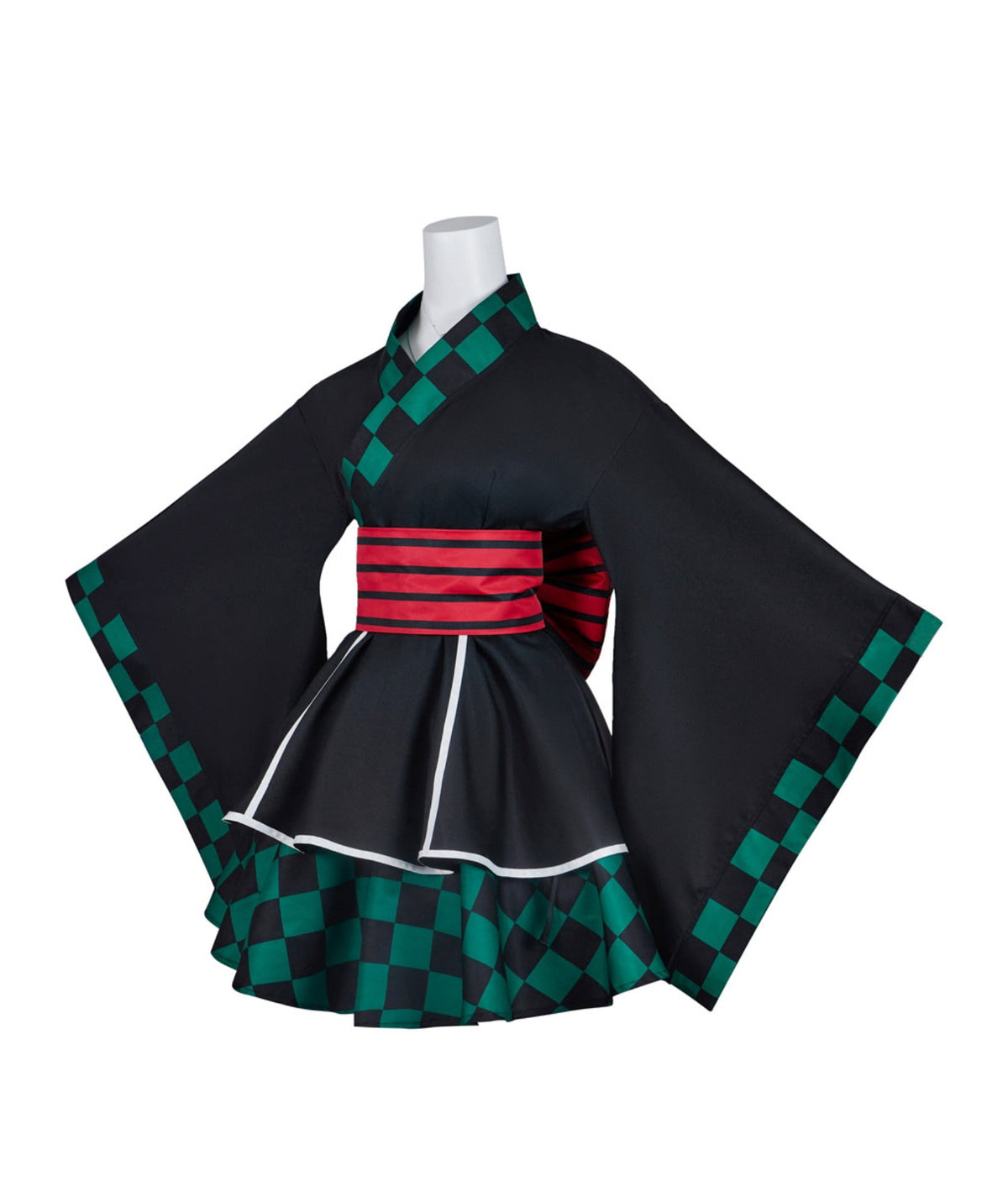 thumbnail image 2 of Green Checkered Kimono Maid Dress, 2 of 7