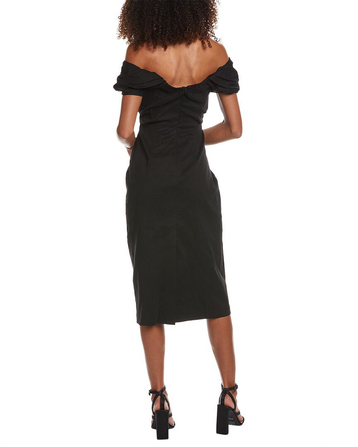 thumbnail image 2 of A.L.C. womens Nora Linen-Blend Midi Dress, 00, Black, 2 of 4