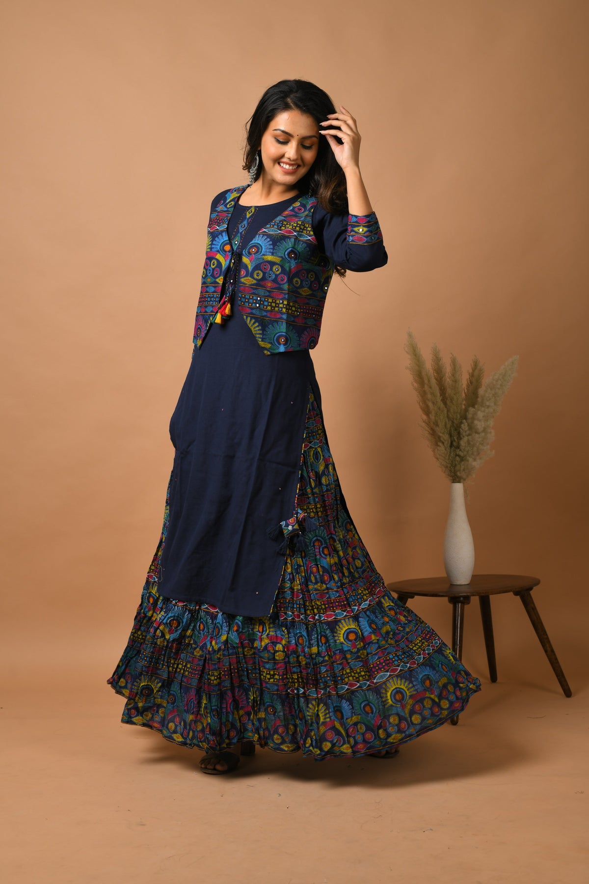 thumbnail image 3 of BLUE KUTCH WORK JACKET KURTA SKIRT SET, 3 of 8