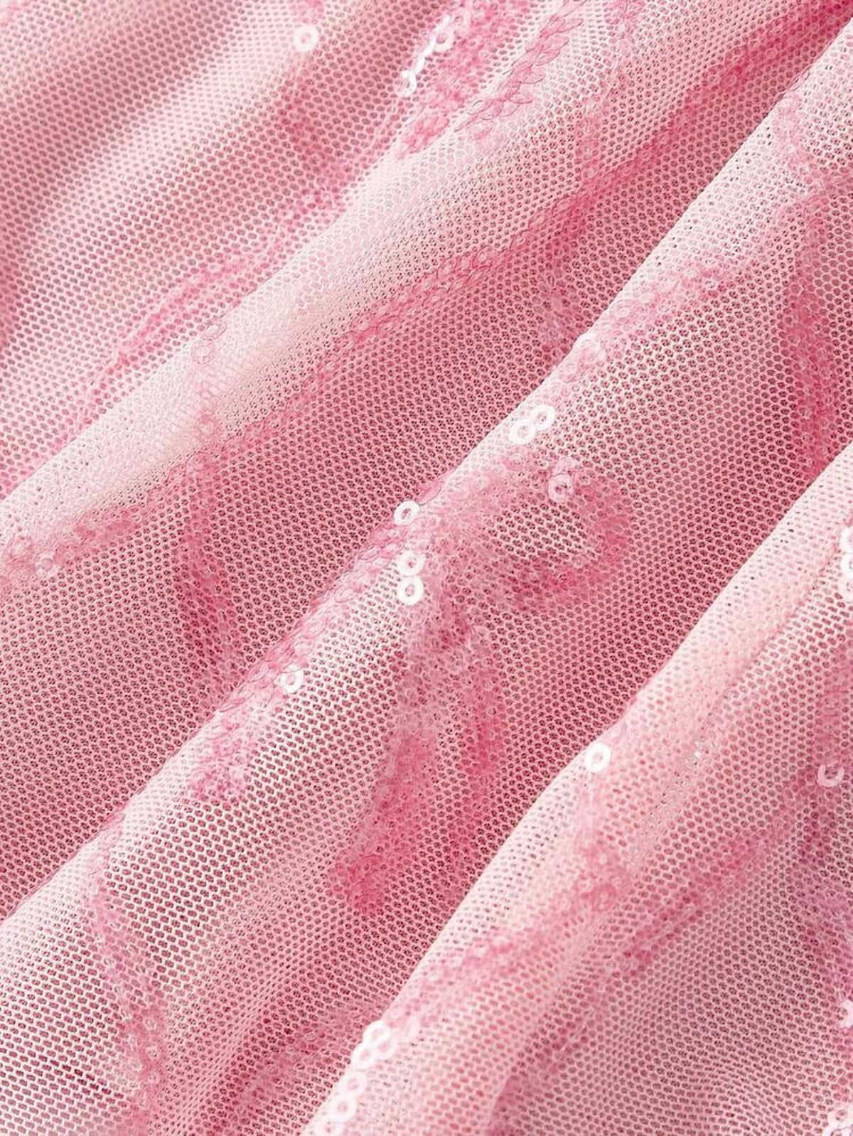 thumbnail image 7 of Pink Sequin Bow Pattern Mini Dress with Crisscross Straps, 7 of 7