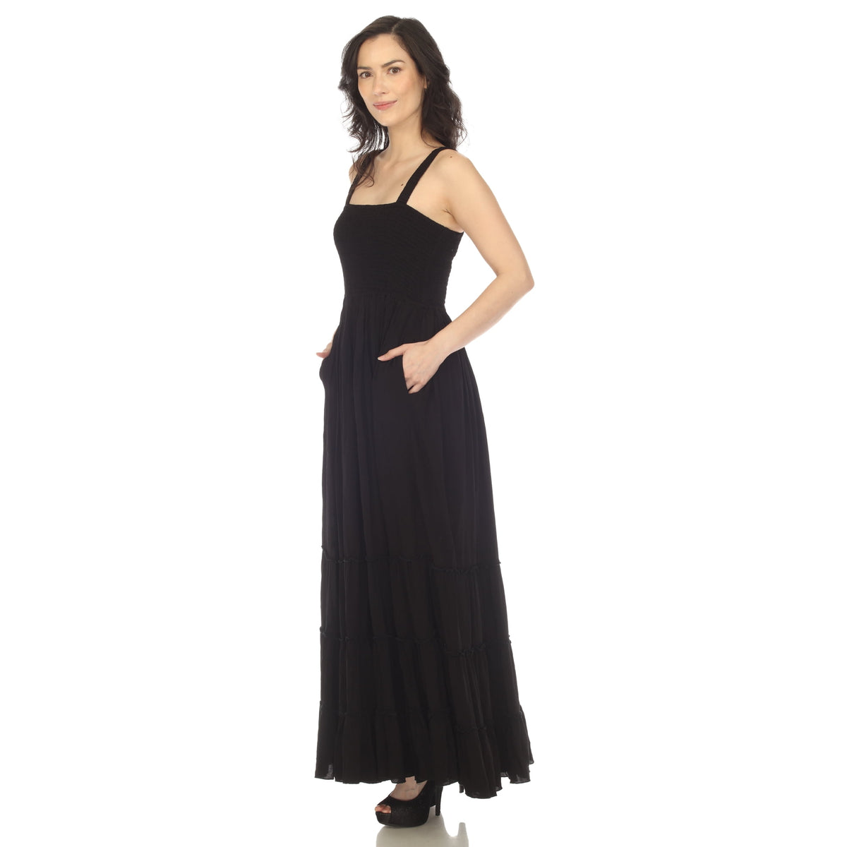thumbnail image 2 of White Mark Women's Smocked Ruffle Maxi Dress, 2 of 6