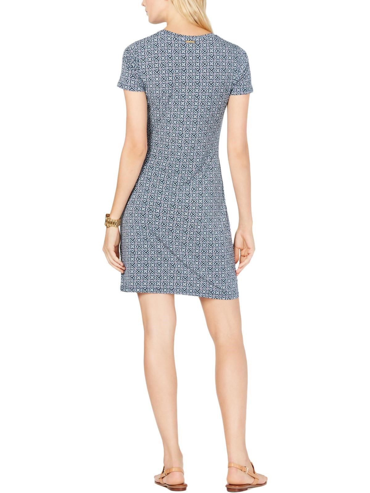 thumbnail image 2 of Michael Kors Printed Tie Waist Dress True Navy/Sea Green 2XL, 2 of 2