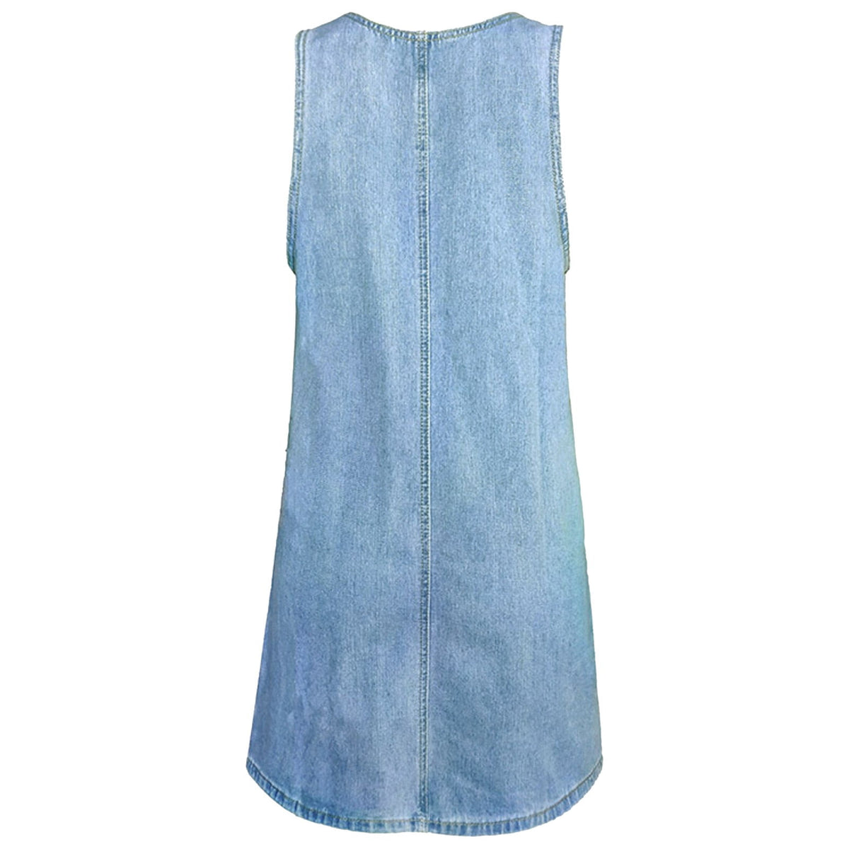 thumbnail image 6 of Wxolcjlv Womens Denim Overall Dress Sleeveless Pocket Loose Casual Streetwear Mini Jumper Dress, 6 of 7