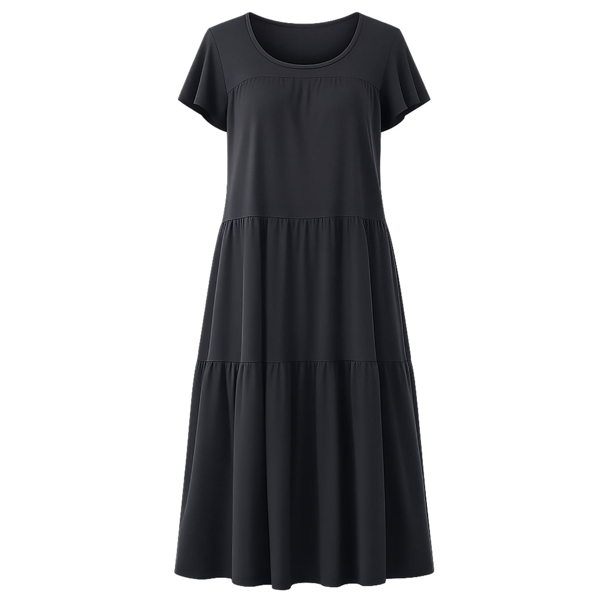 thumbnail image 4 of White Mark Women's Plus Size Flutter Sleeve Ruffle Tiered Dress, Sizes 1X-3X, 4 of 6
