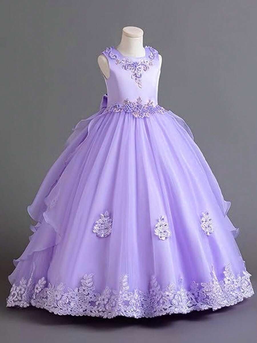 thumbnail image 6 of Mauve Purple Ball Gown Dress With Lace Embellishment And Puffy Tulle Skirt, 6 of 30
