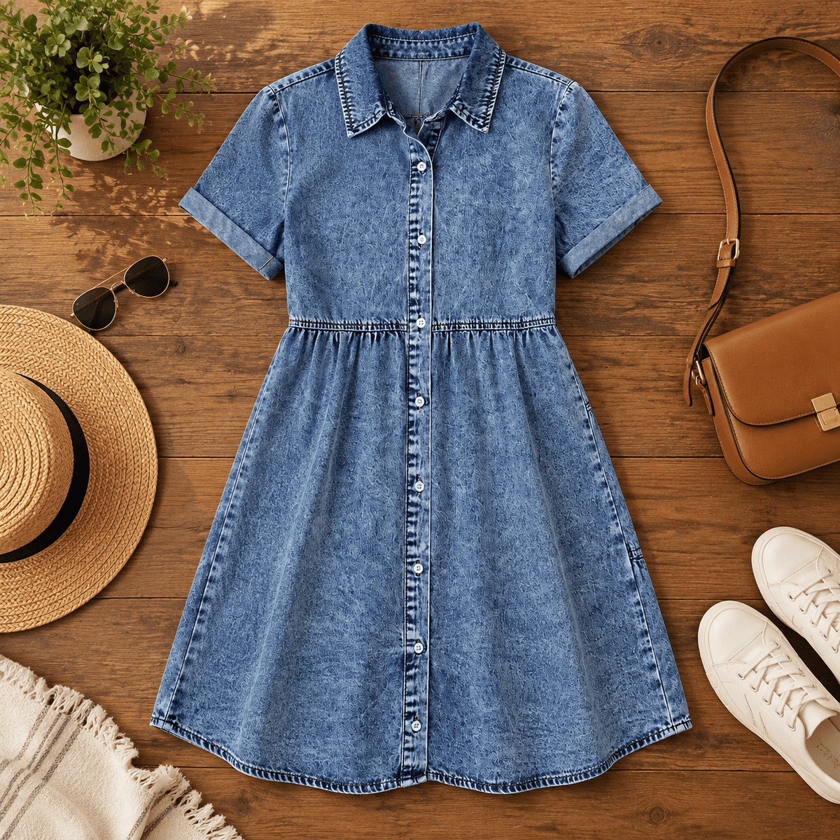thumbnail image 4 of Store Denim Dress For Women Short Sleeve Flowydoll Jean, 4 of 8