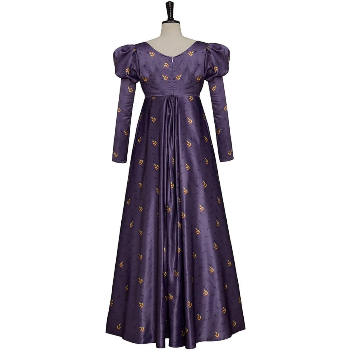 thumbnail image 4 of Vintage High Waistline Tea Party Ball Gown Purple Floral Puffy Sleeve Dress, 4 of 7