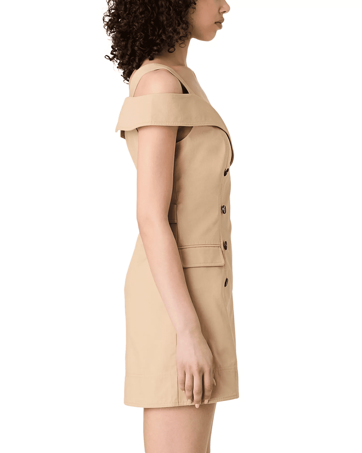 thumbnail image 2 of French Connection Women Beige Cotton Twill Off-Shoulder Trench Mini Dress Size US 6, 2 of 6