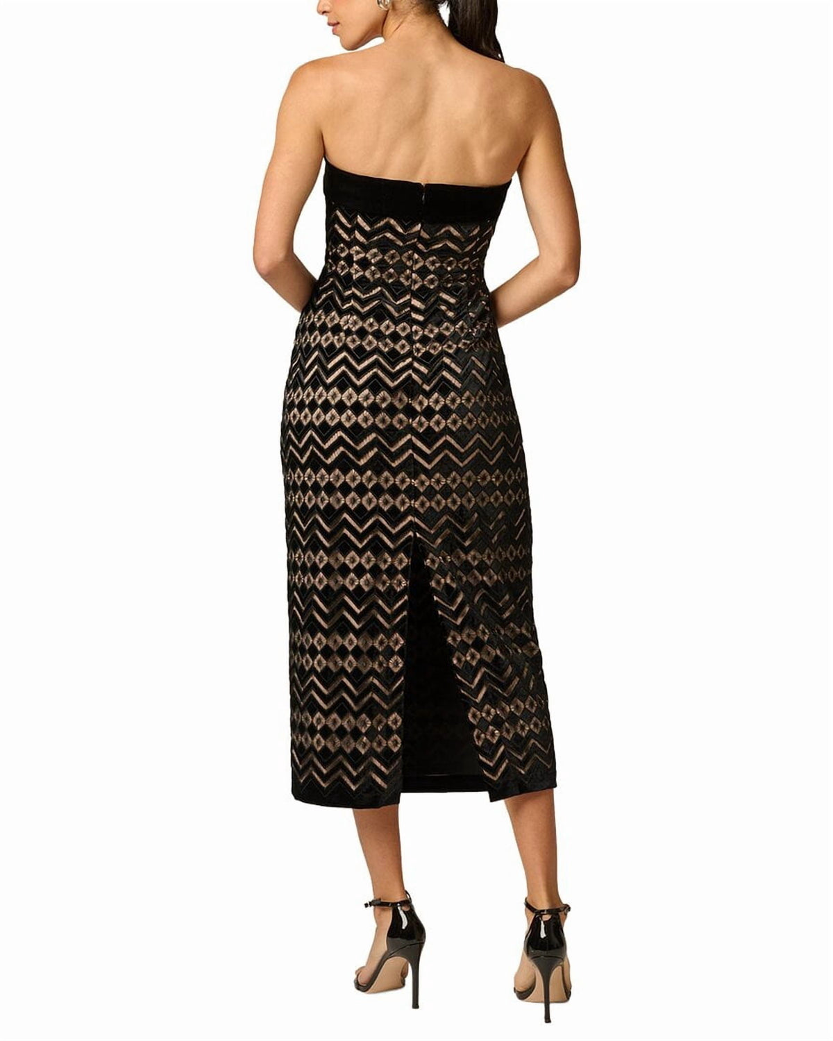 thumbnail image 2 of Adrianna Papell womens Geometric Velvet Midi Dress, 4, Black, 2 of 3