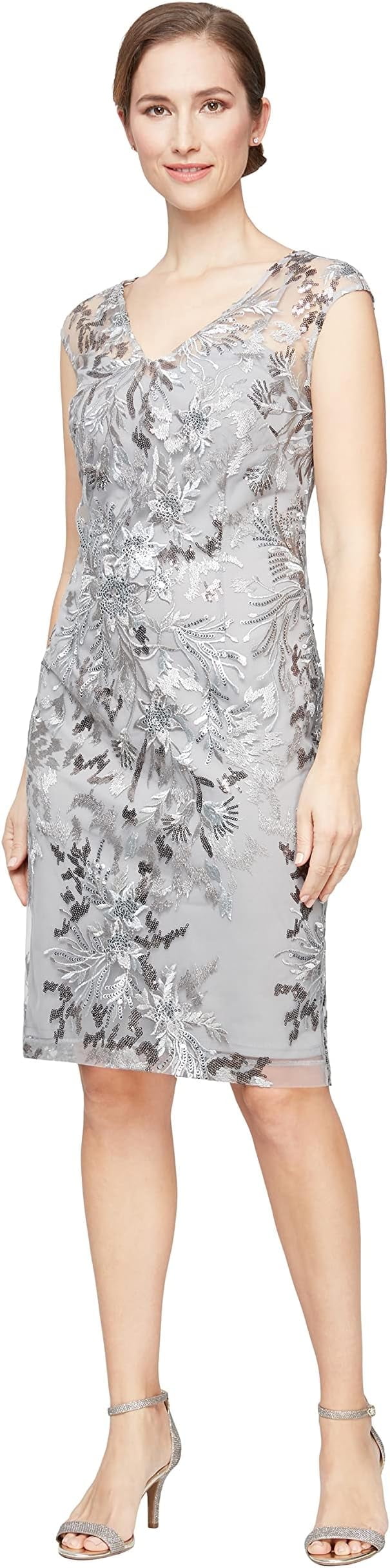 thumbnail image 1 of Alex Evenings Women's Knee Length V Neck Floral Cocktail Dress, Women's, 1 of 3