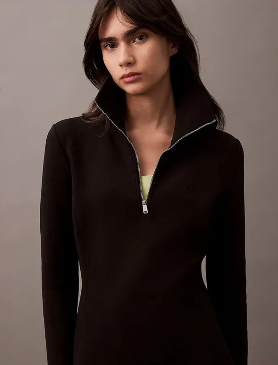 thumbnail image 1 of Calvin Klein smooth zip collar mini dress - black - small, 1 of 2