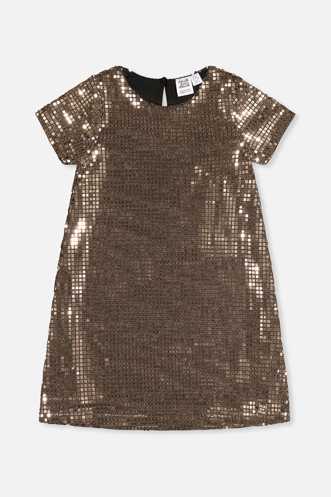 thumbnail image 1 of Deux Par Deux Girl Short Sleeve A Line Dress Beige, 1 of 7