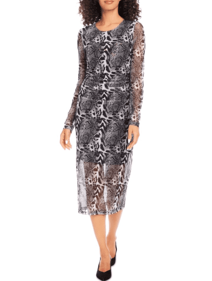thumbnail image 1 of Karen Kane Mesh Side Shirred MIDI Dress, XL, 1 of 1