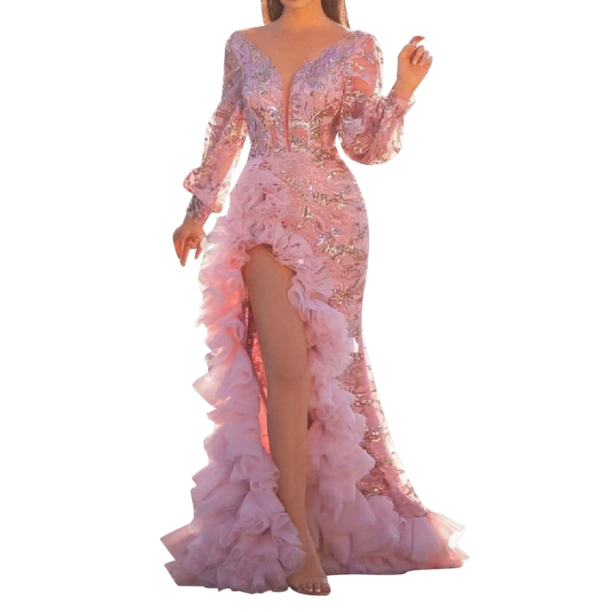 thumbnail image 1 of Ketyyh-chn99 Womens Dresses Fashion Evening Dresses for Wedding Maxi Evening Dress Elegant High Waist Wedding Party Gown Long Dress Pink,2XL, 1 of 5