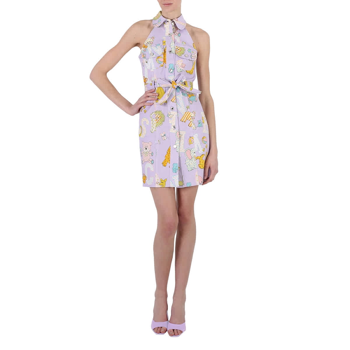 thumbnail image 1 of Moschino Ladies Purple All Over Logo Circus Print Dress, Brand Size 38 (US Size 4), 1 of 1