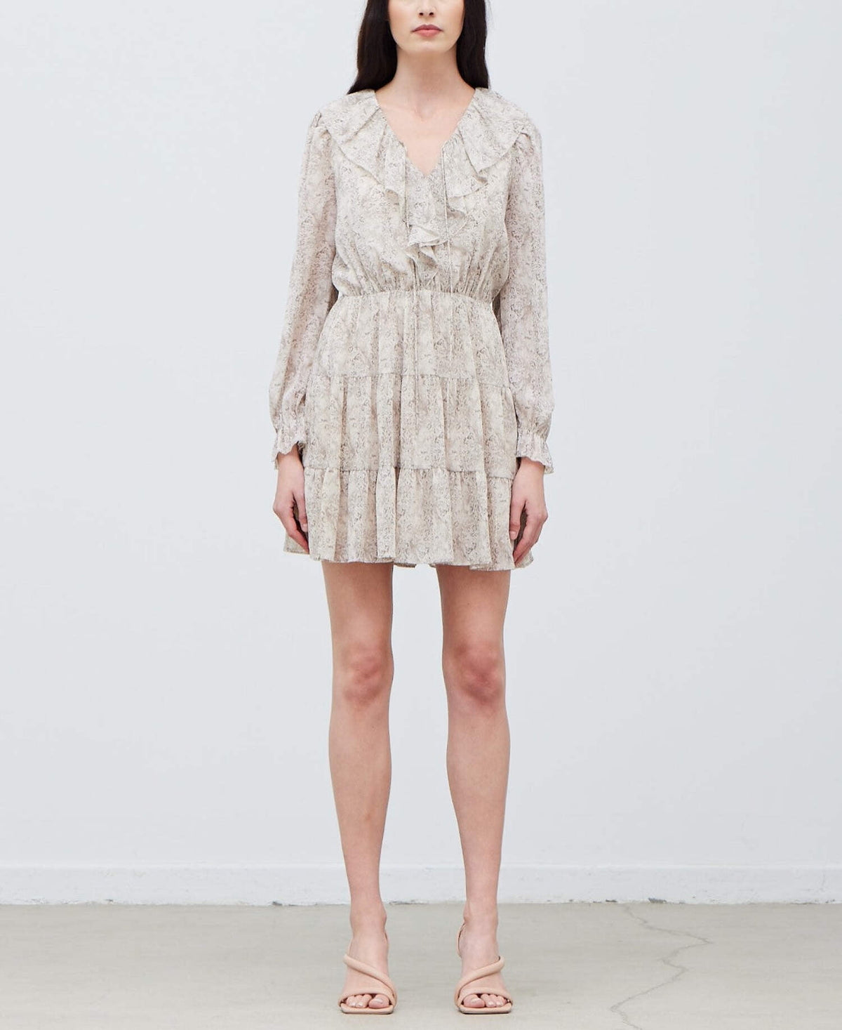 thumbnail image 1 of RUFFLED NECK LUREX MINI DRESS, 1 of 9