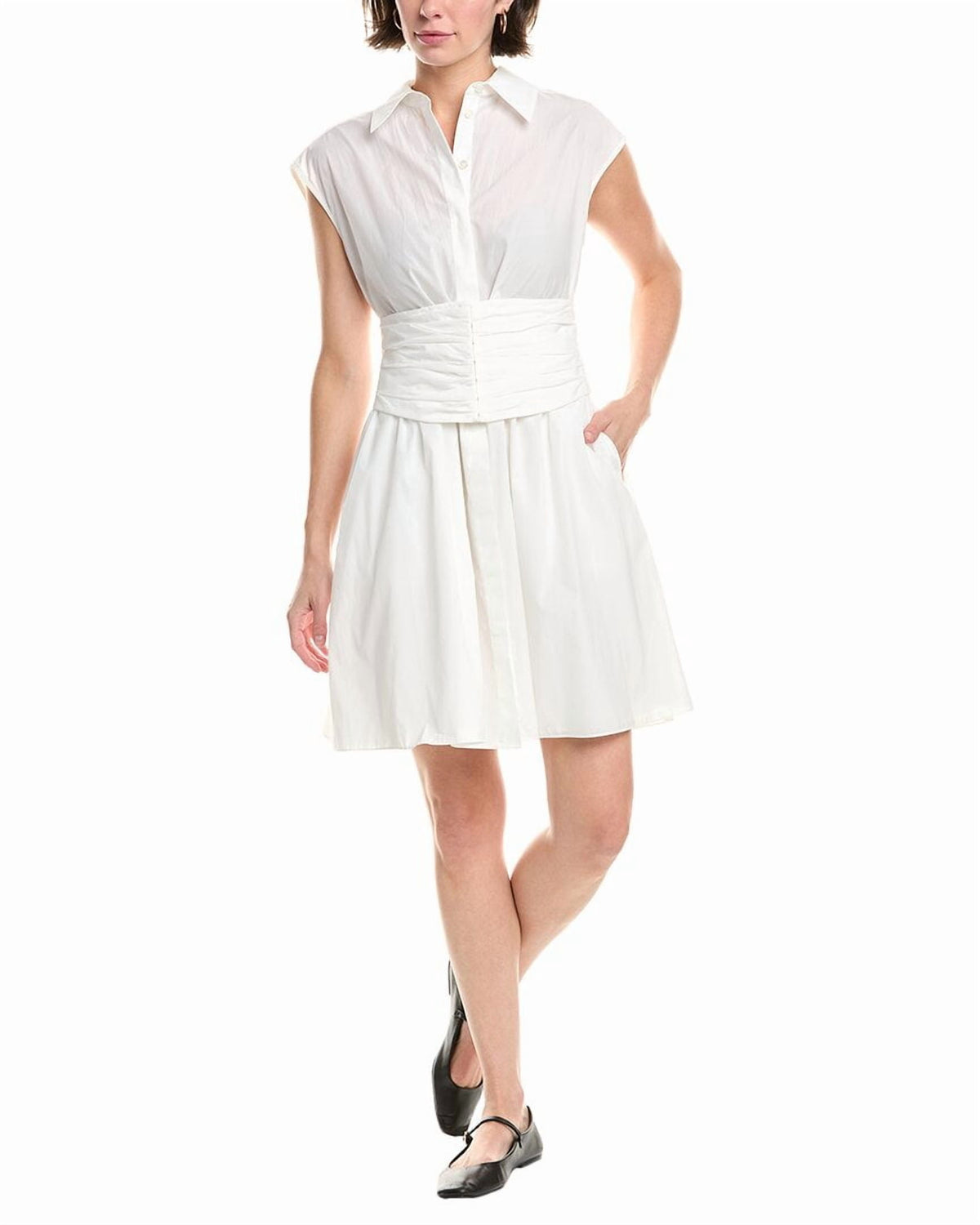 thumbnail image 1 of Rebecca Taylor womens Collared Mini Dress, 2, White, 1 of 4