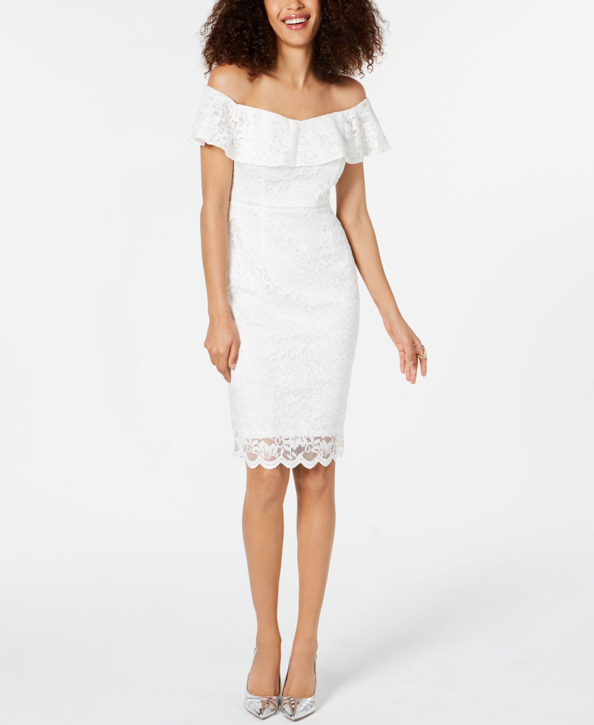 thumbnail image 1 of Thalia Sodi Off The Shoulder Lace Dress White M, 1 of 1