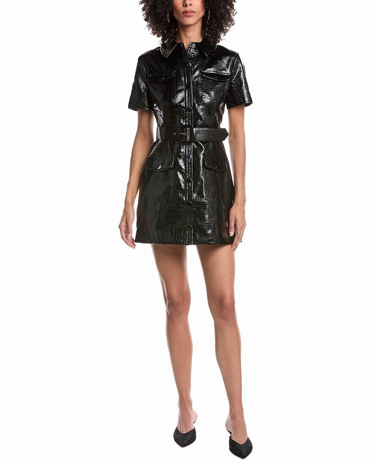 thumbnail image 1 of Toccin womens Lydia Snap Front Shirtdress, 2, Black, 1 of 4