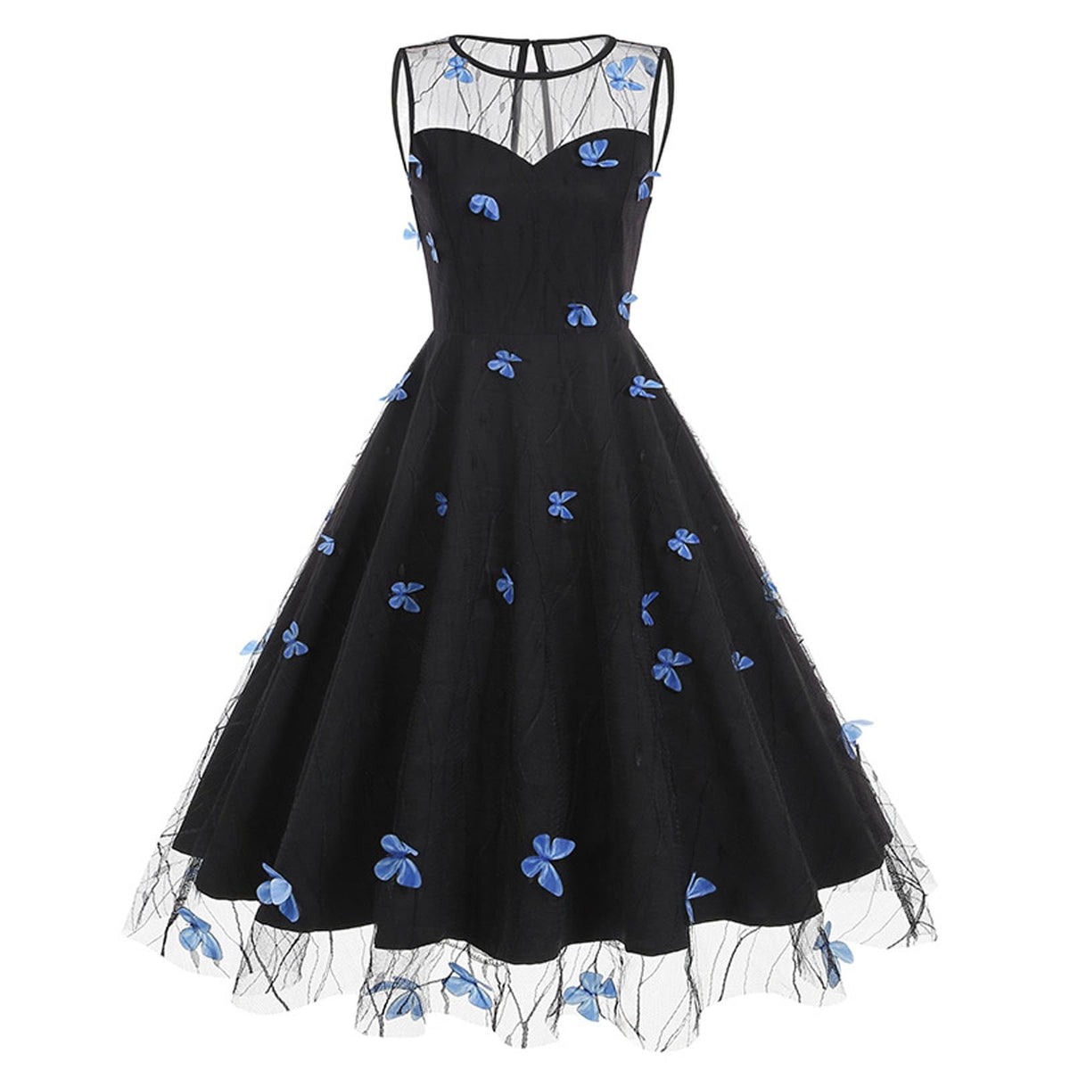 thumbnail image 1 of Tponi Beach Dresses Evening Gown Regular Crew Neck Sleeveless Black Holiday Dresses For Women M, 1 of 4
