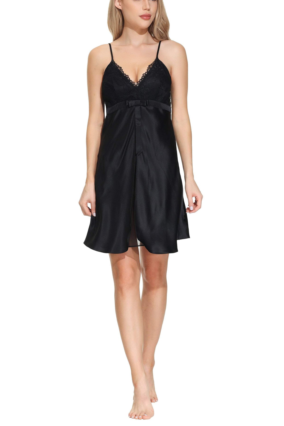 thumbnail image 1 of Women 100%Silk Slip Sexy Slit Chiffon Inside, 1 of 11