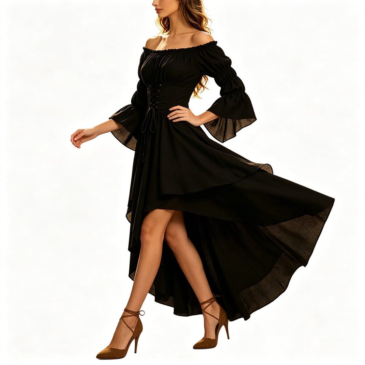 thumbnail image 1 of Yotami Halloween Dress for Women Flare Sleeve Renaissance Medieval Dress Long Halloween Costume, 1 of 5
