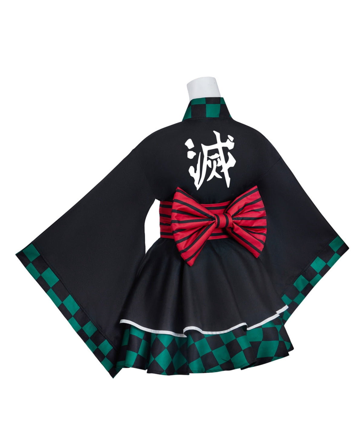 thumbnail image 4 of Green Checkered Kimono Maid Dress, 4 of 7