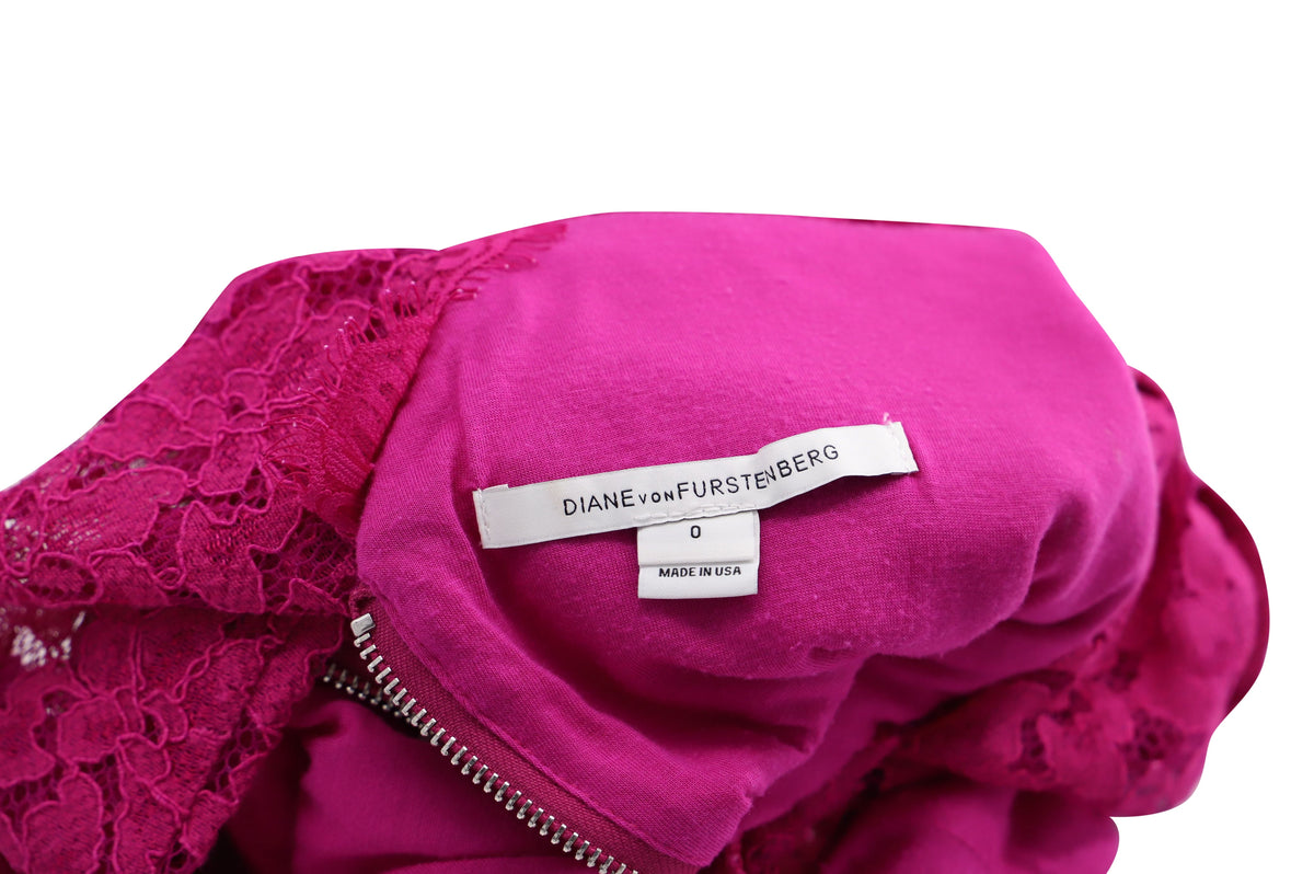 thumbnail image 4 of Pre-Owned Diane Von Furstenberg Zarita Lace Sheath Dress in Pink Rayon, 4 of 4