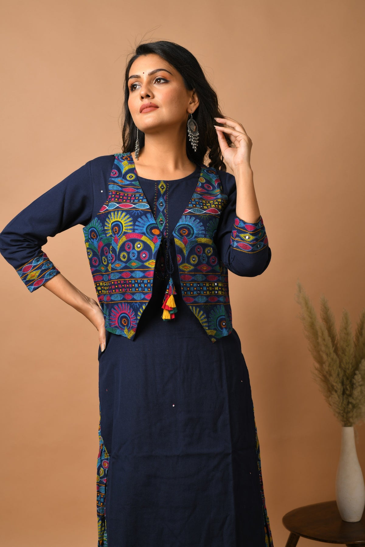 thumbnail image 2 of BLUE KUTCH WORK JACKET KURTA SKIRT SET, 2 of 8