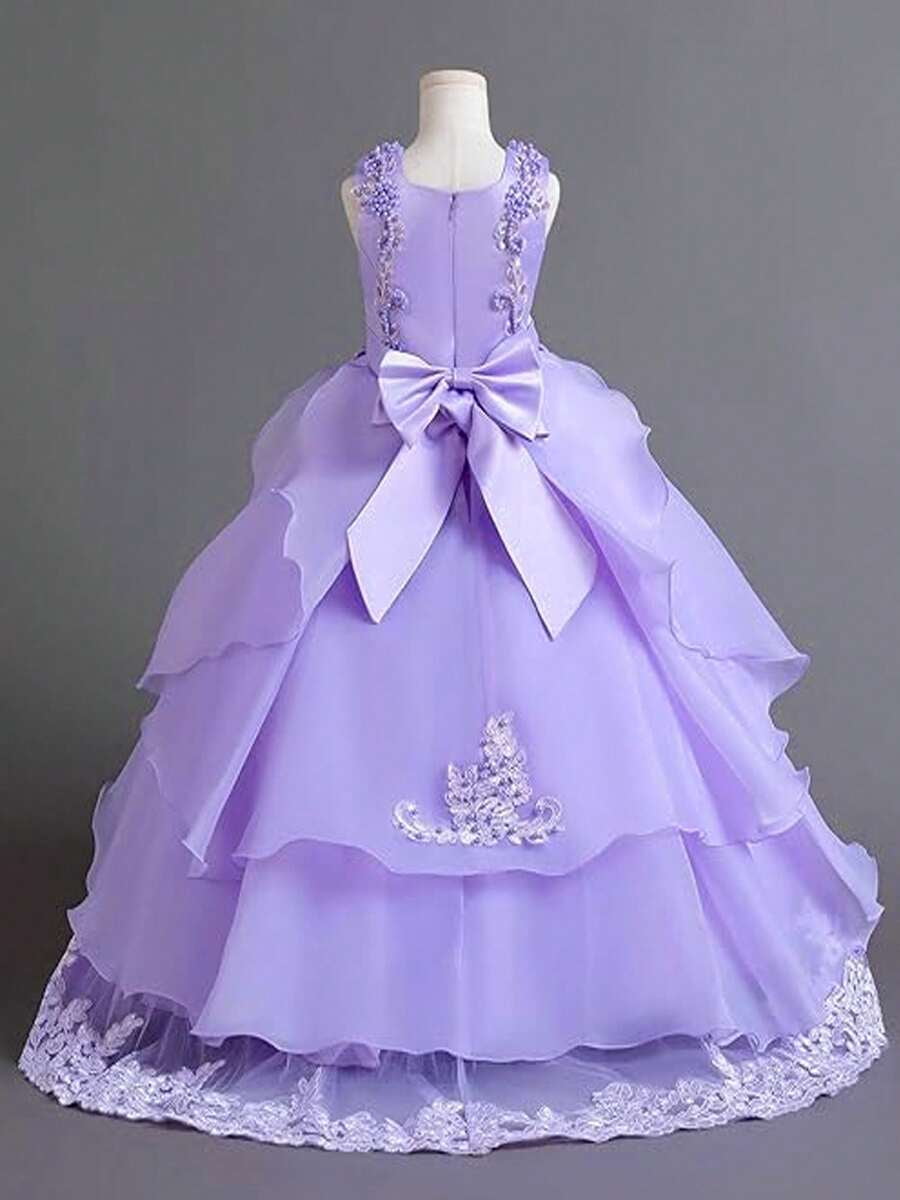thumbnail image 3 of Mauve Purple Ball Gown Dress With Lace Embellishment And Puffy Tulle Skirt, 3 of 30