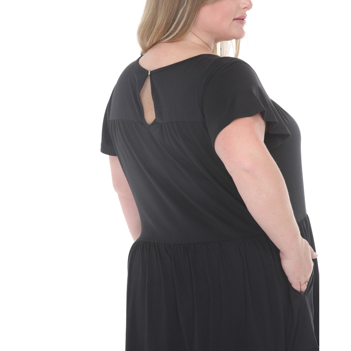 thumbnail image 5 of White Mark Women's Plus Size Flutter Sleeve Ruffle Tiered Dress, Sizes 1X-3X, 5 of 6