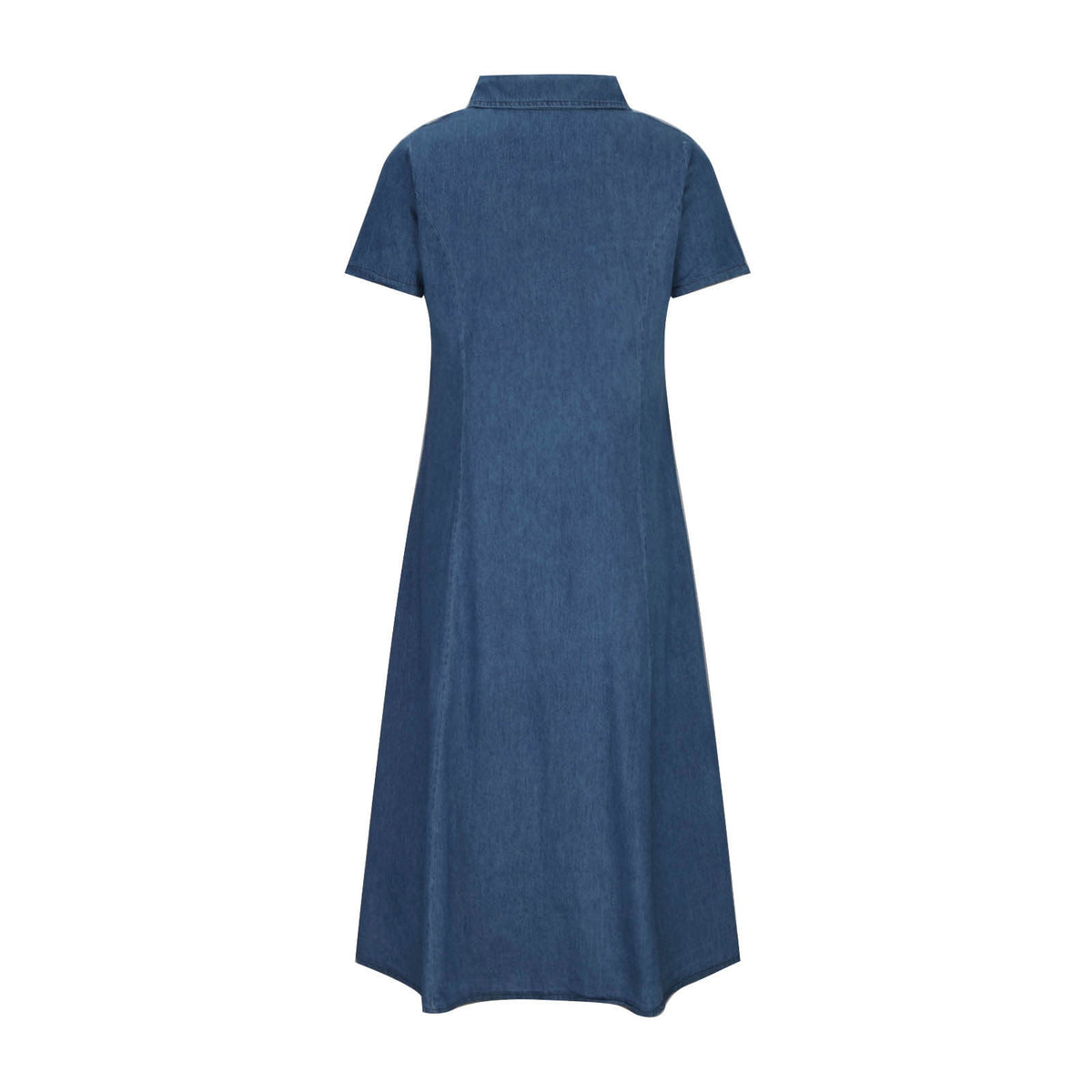 thumbnail image 6 of TMOYZQ Denim Shirt Dress for Women Short Sleeve Casual V Neck High Low Bottom Jeans Dresses with Pockets, 6 of 6